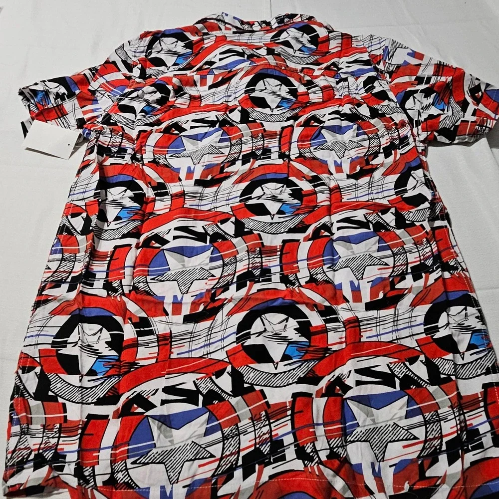 Marvel‎ Captain America Shield Graphic Shirt Button Down Short Sleeve Mens Small - Picture 7 of 8